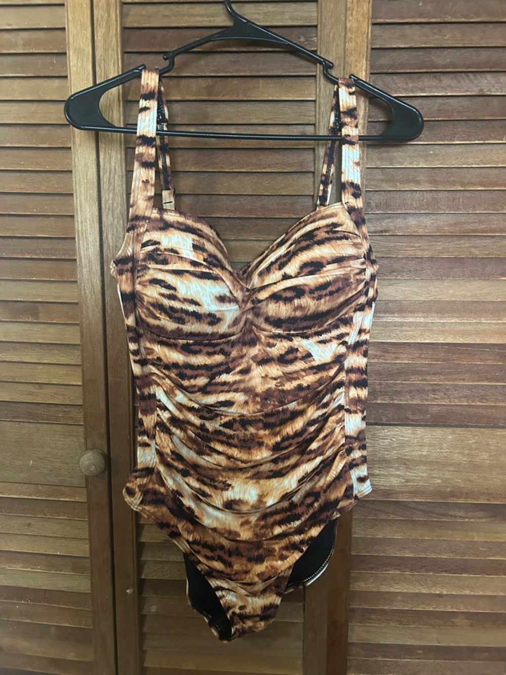 Tiger Print One-Piece Swimsuit - Brown & Black Sz 10